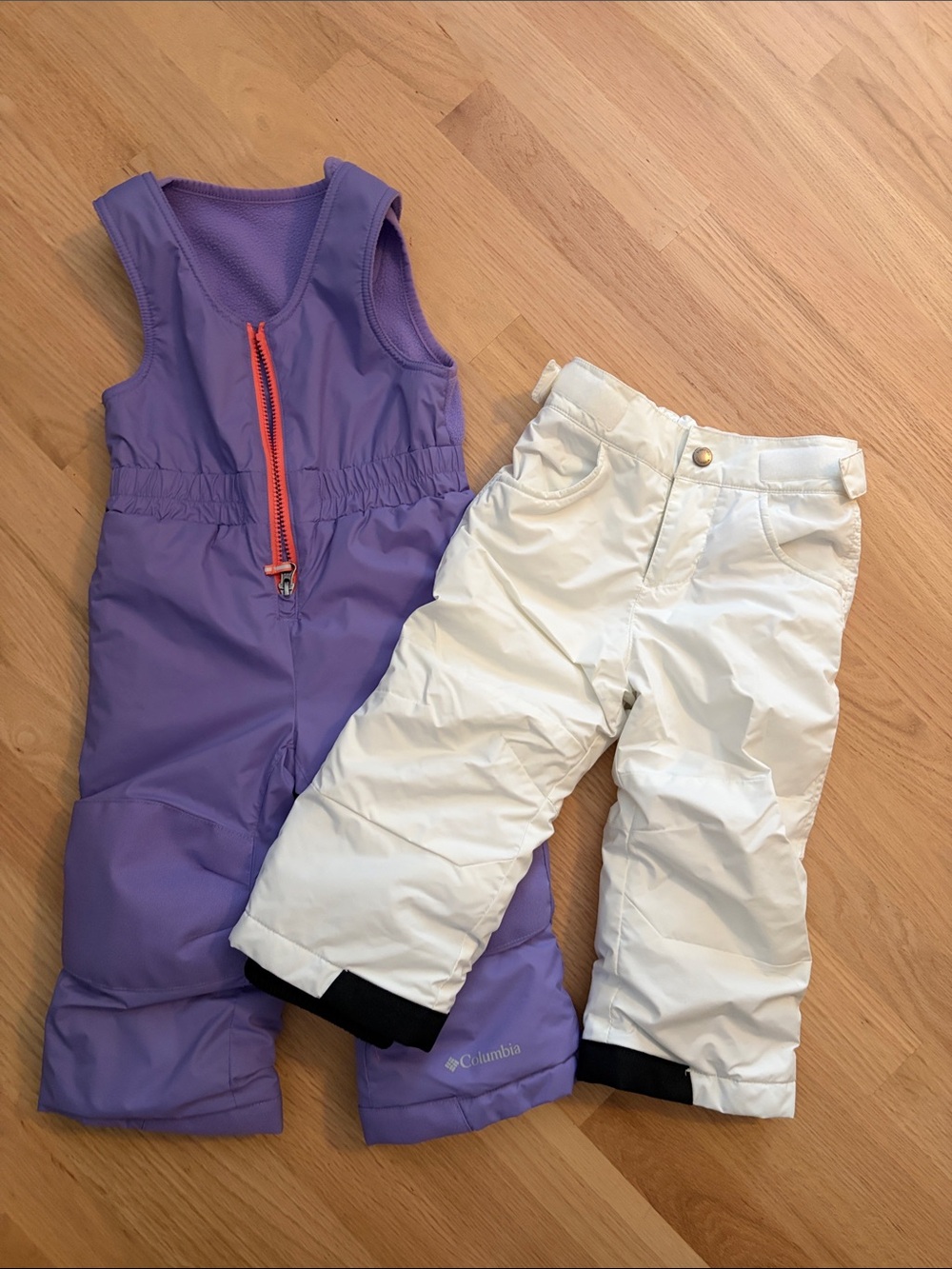 Discounted Bundle - Columbia Purple Snow Bib with White Insulated Pants